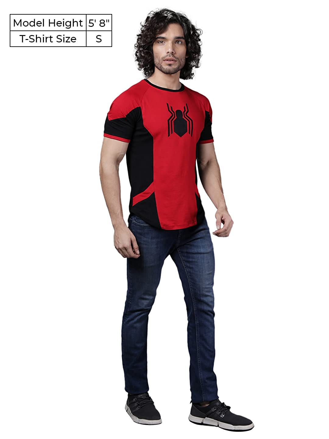 The Souled Store Spider-Man: The Suit Mens Graphic Printed Cotton Drop Cut T-Shirt Red The Souled Store Spider-Man: The Suit Mens Graphic Printed Cotton Drop Cut T-Shirt Red