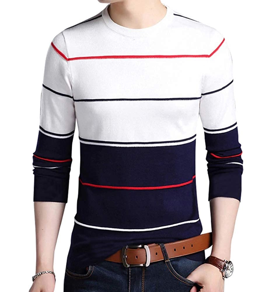 EYEBOGLER Men's Regular Fit Striped Round Neck T-Shirt EYEBOGLER Men's Regular Fit Striped Round Neck T-Shirt