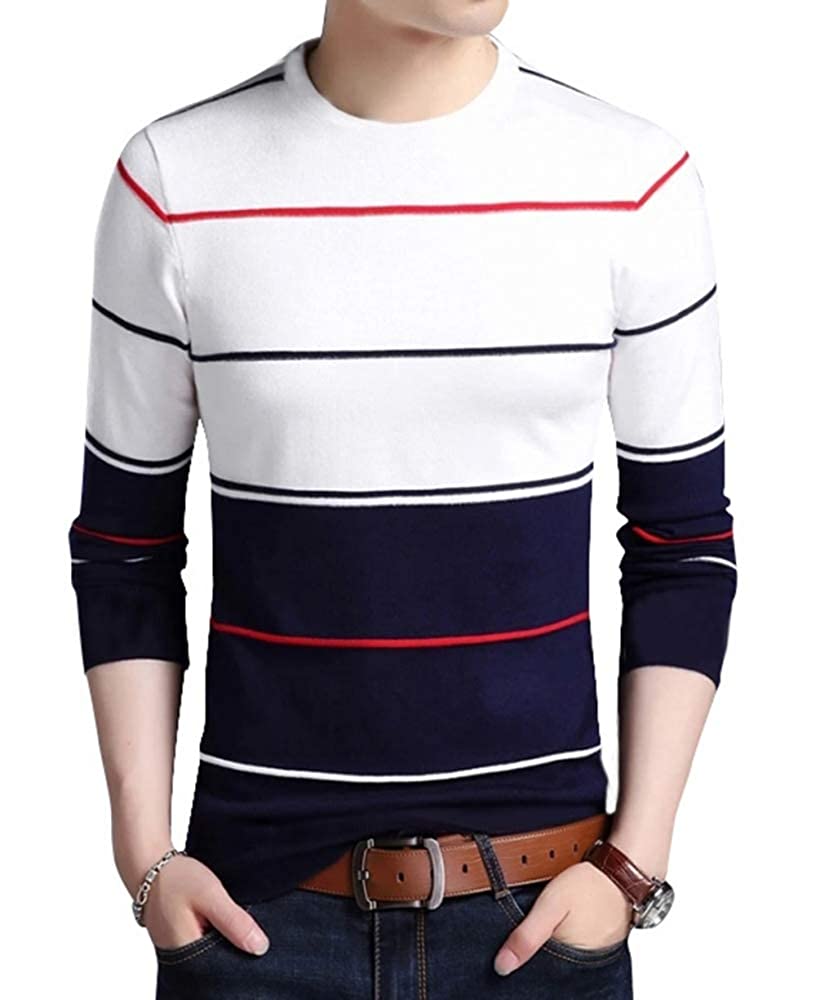 EYEBOGLER Men's Regular Fit Striped Round Neck T-Shirt EYEBOGLER Men's Regular Fit Striped Round Neck T-Shirt