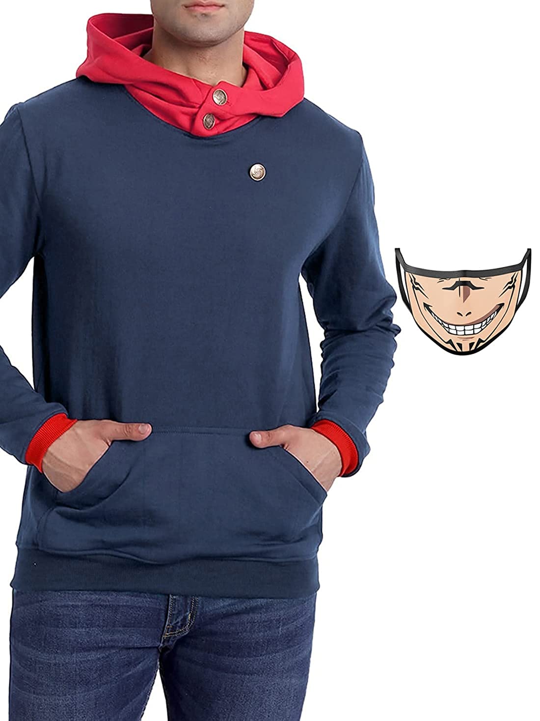 ComicSense.xyz Jujutsu Kaisen Anime Itadori Uniform Hoodie, with Free Sukuna Face Anime Mask