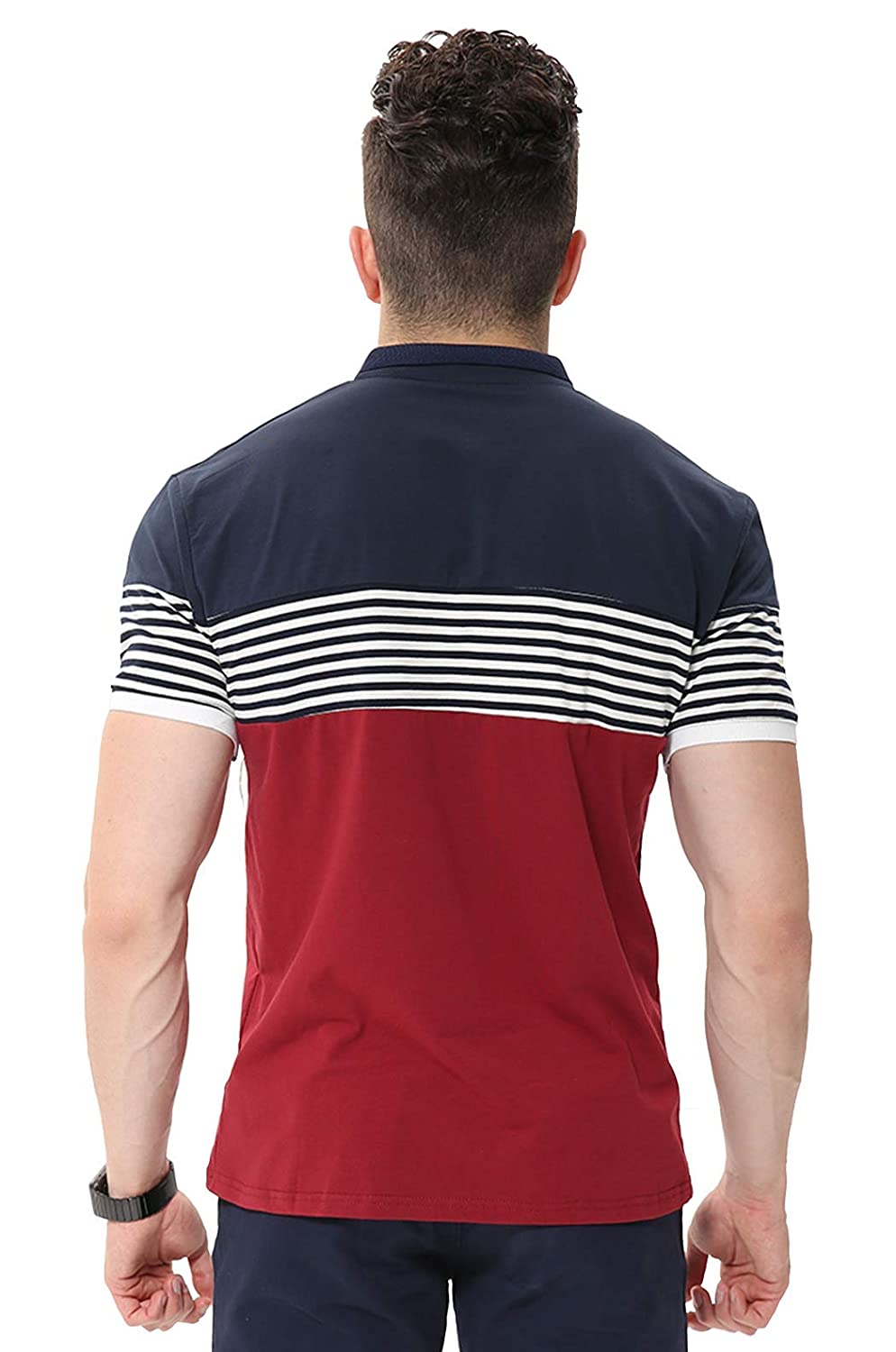 fanideaz Mens Cotton Half Sleeve Striped Polo T Shirt with Collar fanideaz Mens Cotton Half Sleeve Striped Polo T Shirt with Collar