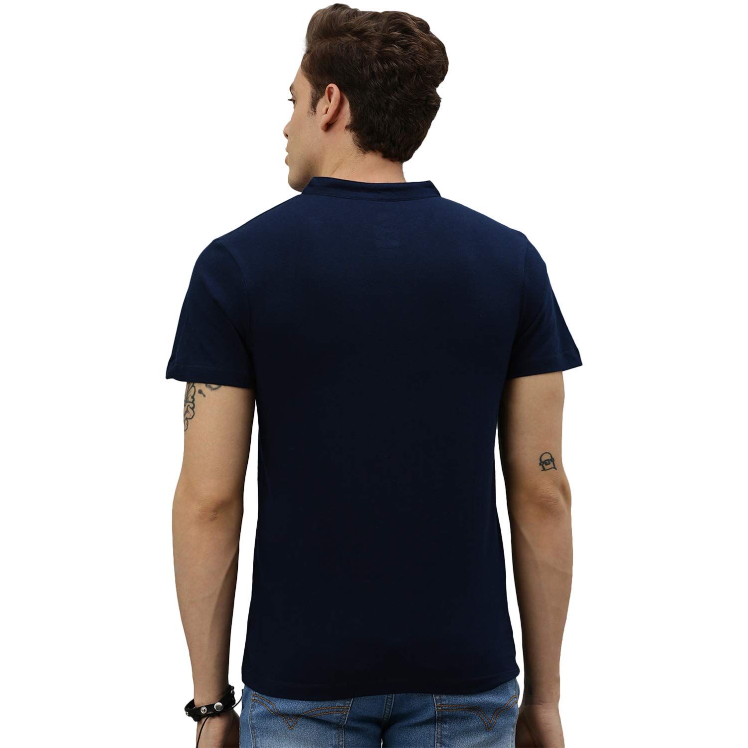 Urbano Fashion Men's Solid Mandarin Collar Slim Fit Cotton T-Shirt Urbano Fashion Men's Solid Mandarin Collar Slim Fit Cotton T-Shirt