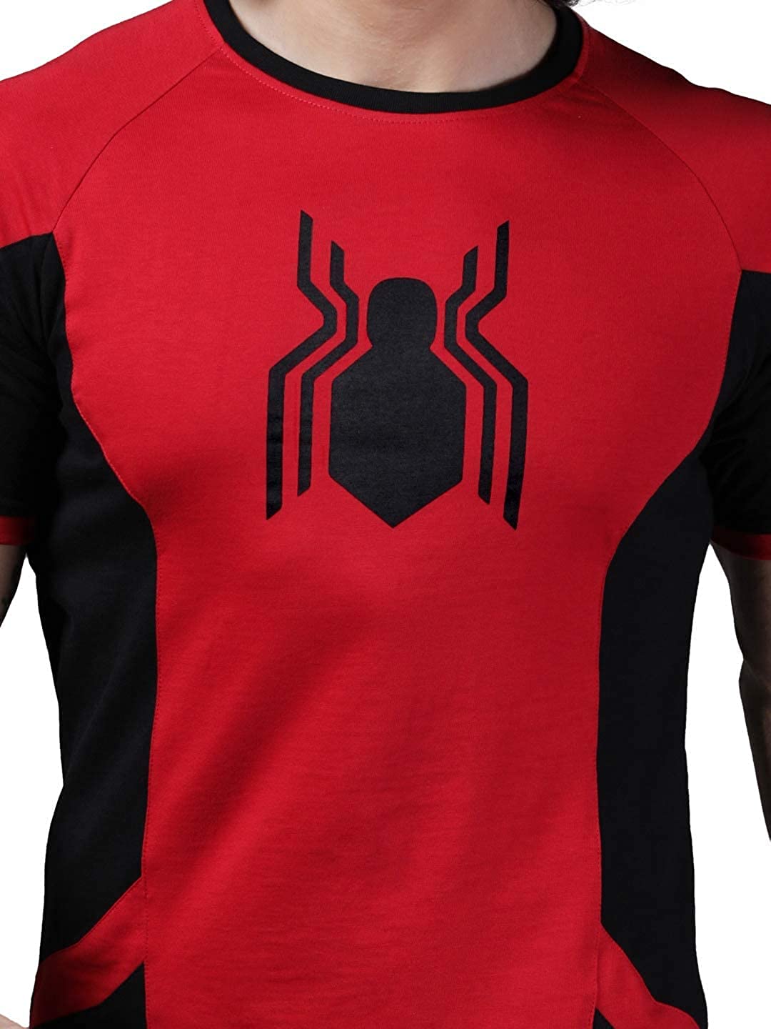 The Souled Store Spider-Man: The Suit Mens Graphic Printed Cotton Drop Cut T-Shirt Red The Souled Store Spider-Man: The Suit Mens Graphic Printed Cotton Drop Cut T-Shirt Red