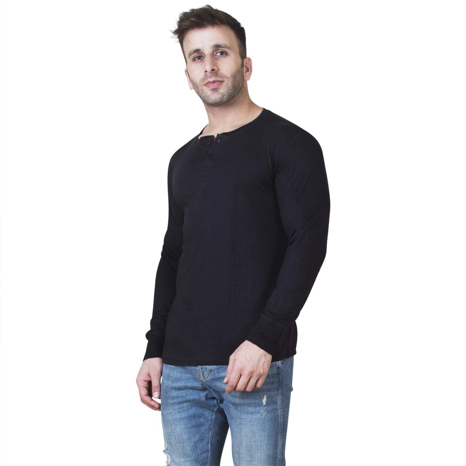 Veirdo Men's Cotton Henley Neck Full Sleeve Regular Fit T-Shirt Veirdo Men's Cotton Henley Neck Full Sleeve Regular Fit T-Shirt