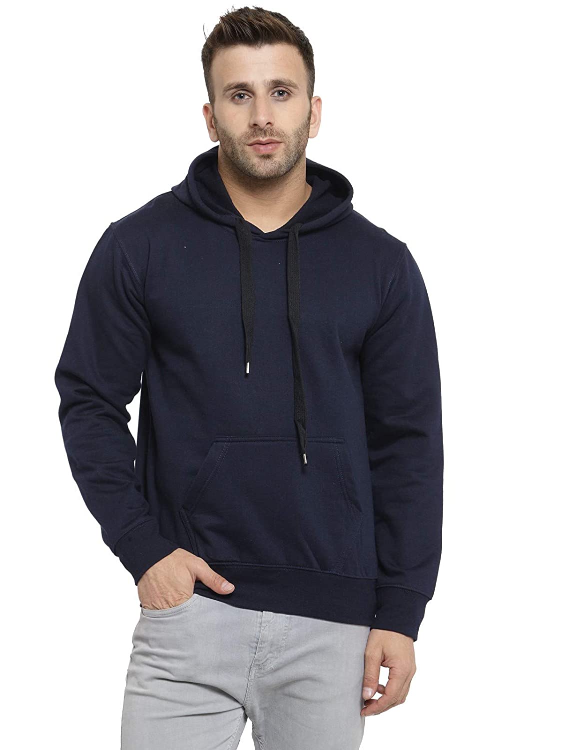 Scott International Men's Premium Rich Cotton Pullover Hoodie Sweatshirt - Navy Blue