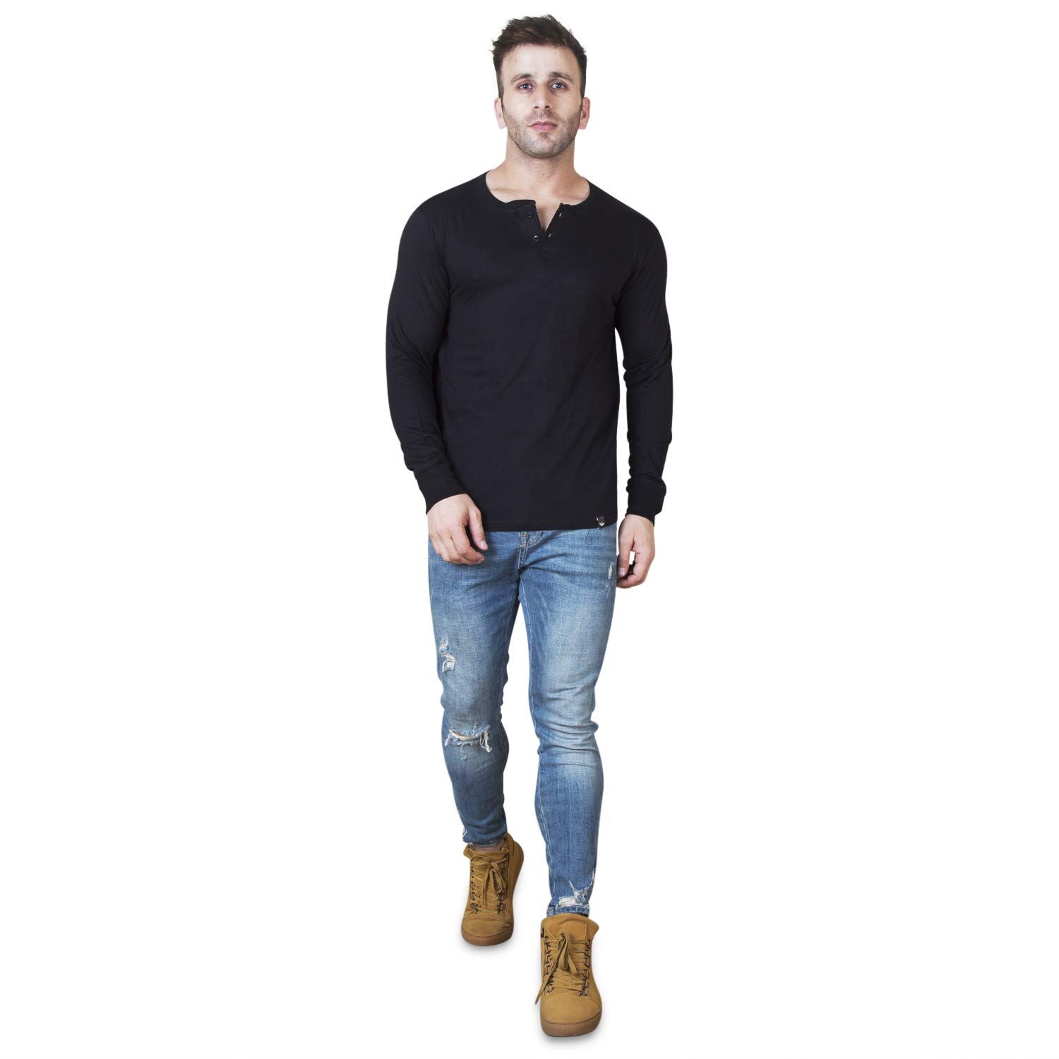 Veirdo Men's Cotton Henley Neck Full Sleeve Regular Fit T-Shirt Veirdo Men's Cotton Henley Neck Full Sleeve Regular Fit T-Shirt