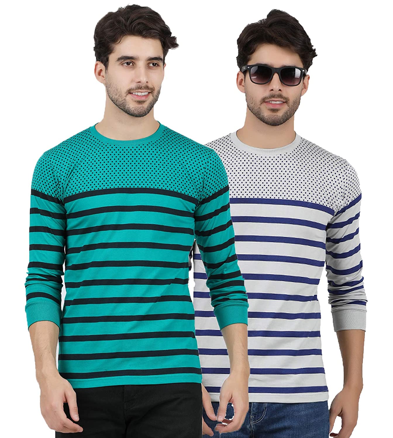 JUGULAR DOT Striped Men's Round Neck Mukticolour's T-Shirt