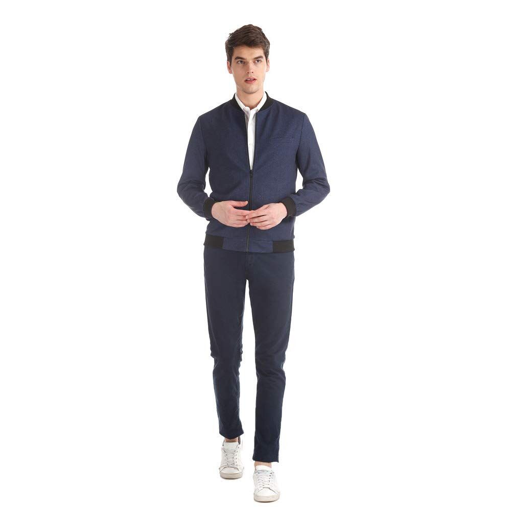 510lUl48DiL._UL1000_ Arvind Blue Zip Up Bomber Jacket