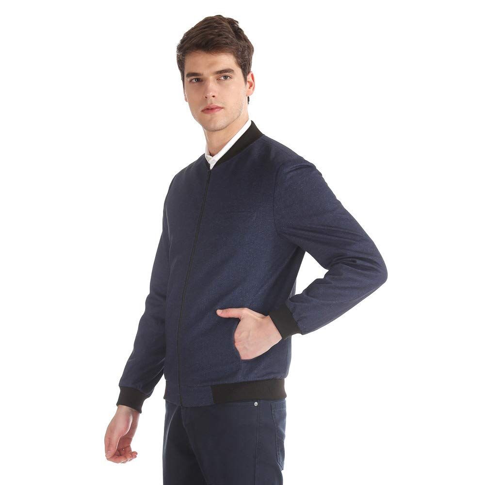 51yPw3+Db6L._UL1000_ Arvind Blue Zip Up Bomber Jacket