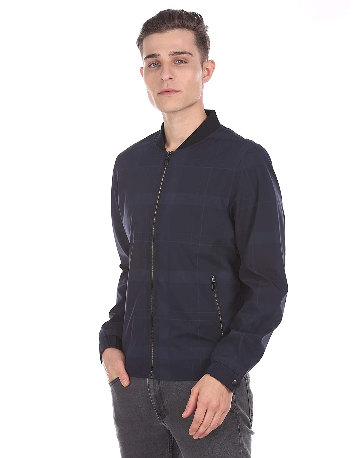 61sX3aI2hBL._UL1500_ Arrow Men's Full Sleeves Checkered Jacket