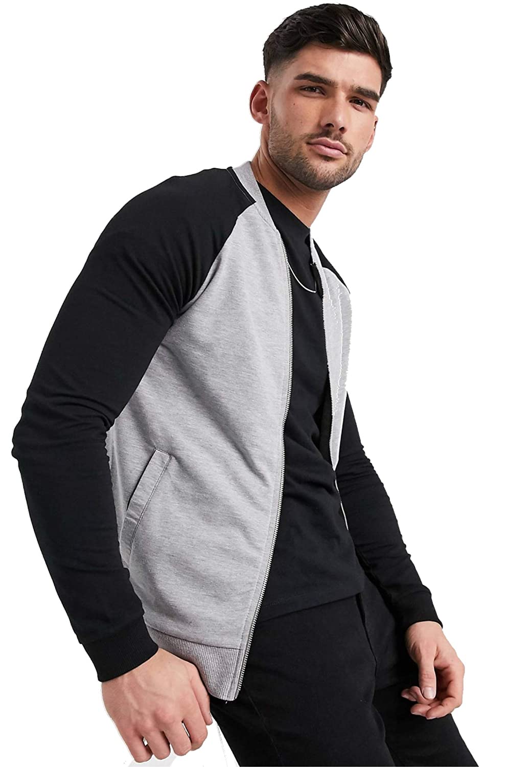 71p7J9EoXtL._UL1500_ Be savage Black Grey Zipper Jacket for Men