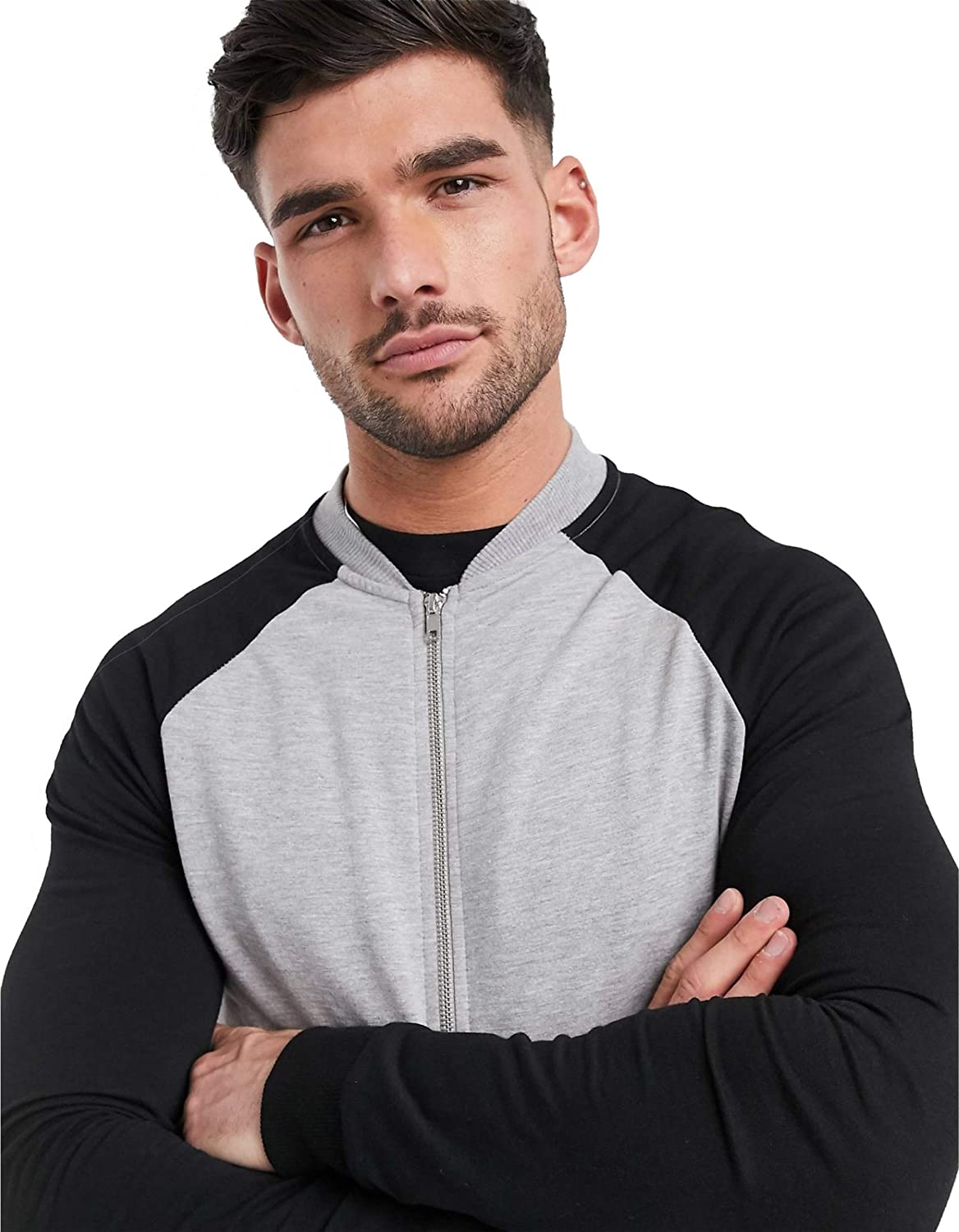 81iOvhL8N+L._UL1500_ Be savage Black Grey Zipper Jacket for Men