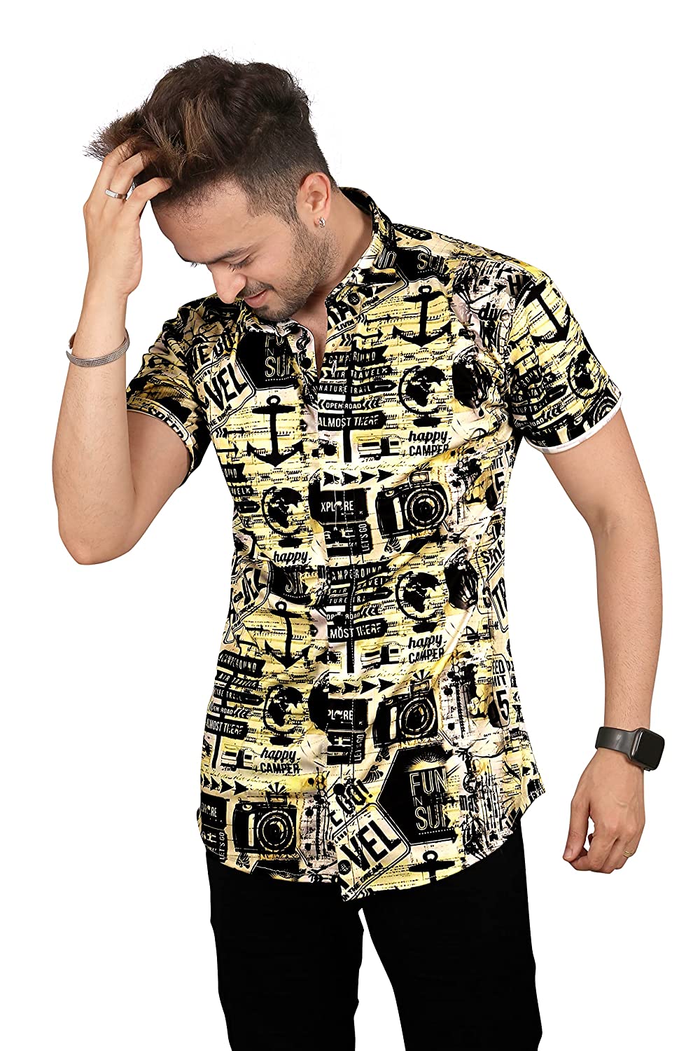91ZHv62QRkS._UL1500_ Mentific® Digital Print Lycra Half Sleeve Multi Designs Shirt for Men
