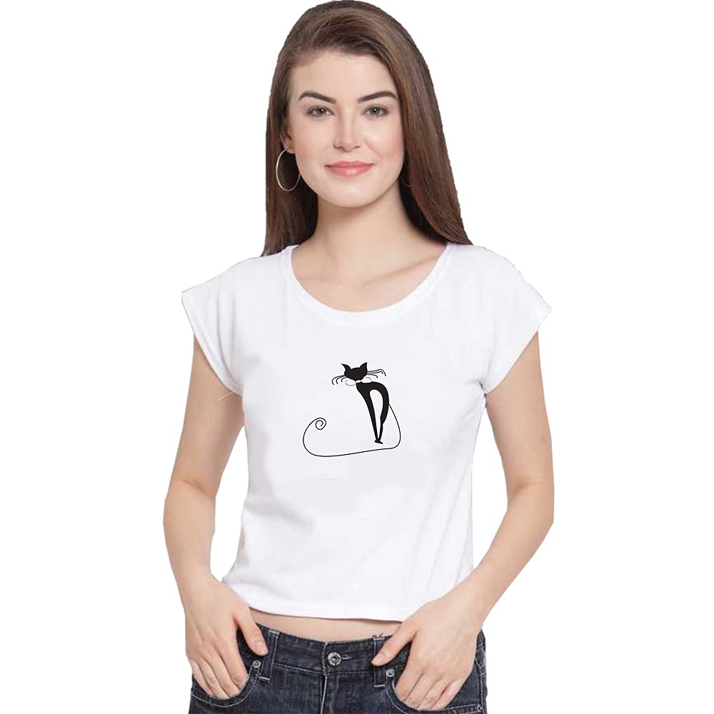 itki Utki Women's Super Soft Round Neck Half Sleeves Gentlemen Printed Tee Crop Top