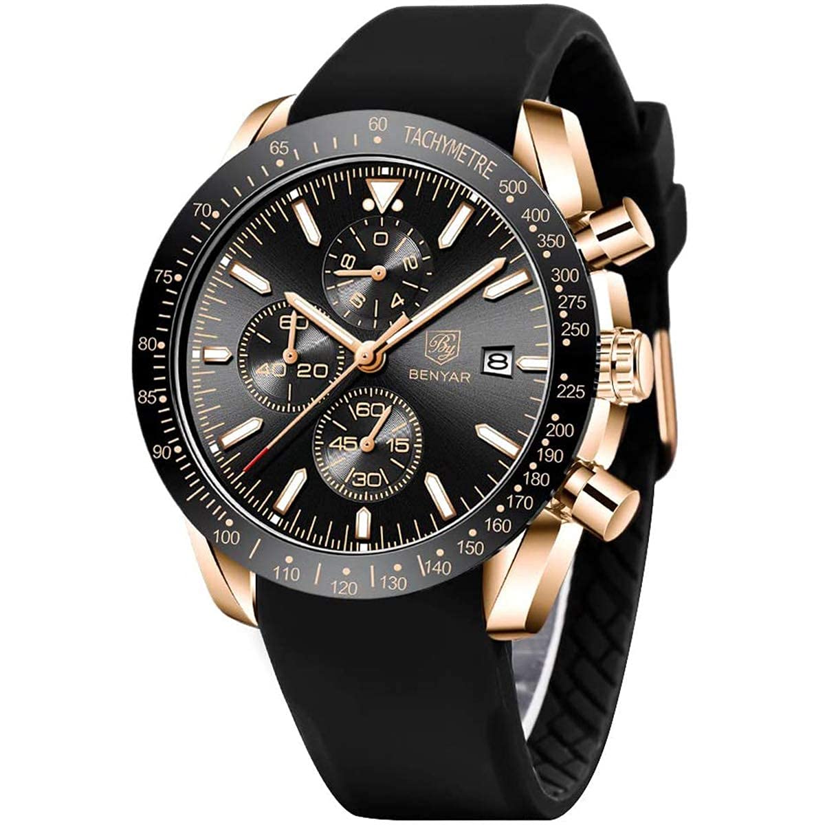 Benyar Luxury Business Casual Party-Wear Silicone Chronograph Date Display Watch for Men