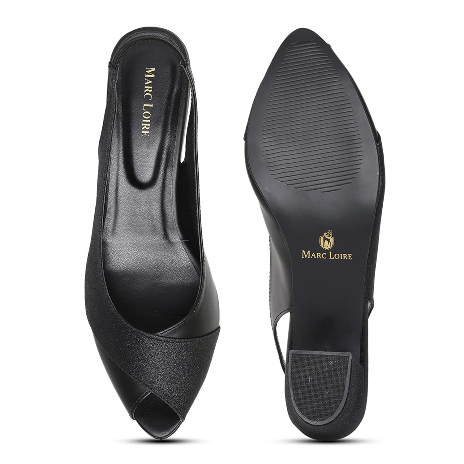 61YK7WHsmmL._UL1500_ Marc Loire Women's Slip On Shimmer Peep Toes Block Heel Fashion Sandals for Casual, Outdoor, Party and Holidays