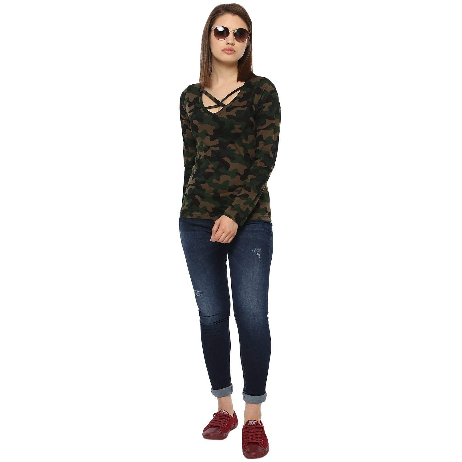 61ZZC2Ckm0L._UL1500_ Veirdo Women's Cotton Regular Fit Full Sleeve Printed Top