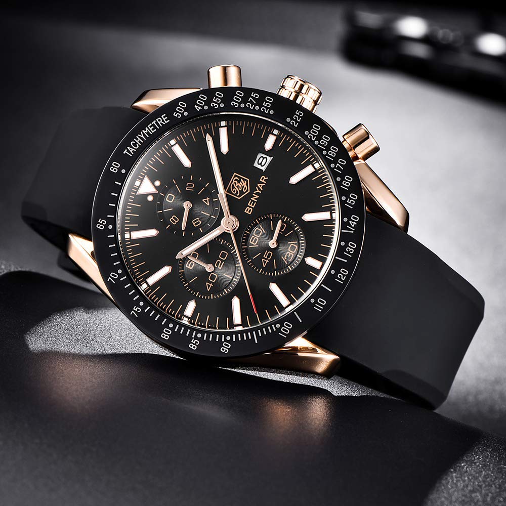 61aI36Qql1L._UL1000_ Benyar Luxury Business Casual Party-Wear Silicone Chronograph Date Display Watch for Men