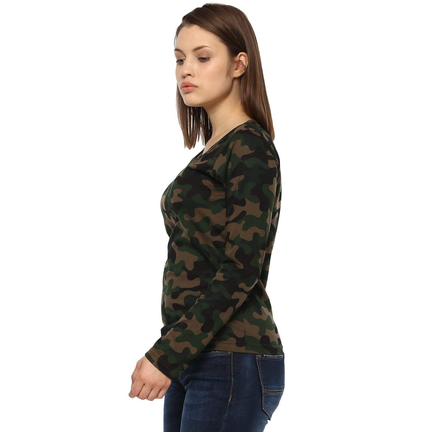 61peJeDeLjL._UL1500_ Veirdo Women's Cotton Regular Fit Full Sleeve Printed Top