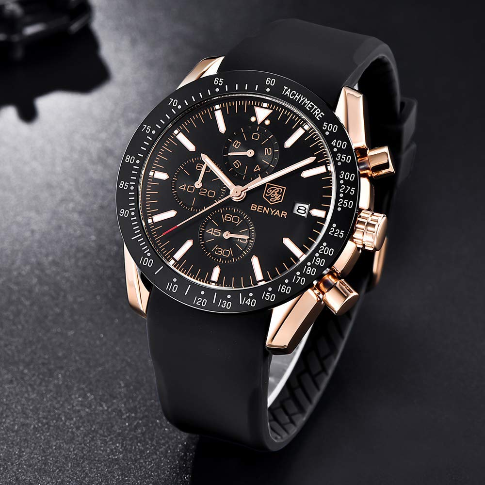 61vNwP+1YhL._UL1000_ Benyar Luxury Business Casual Party-Wear Silicone Chronograph Date Display Watch for Men
