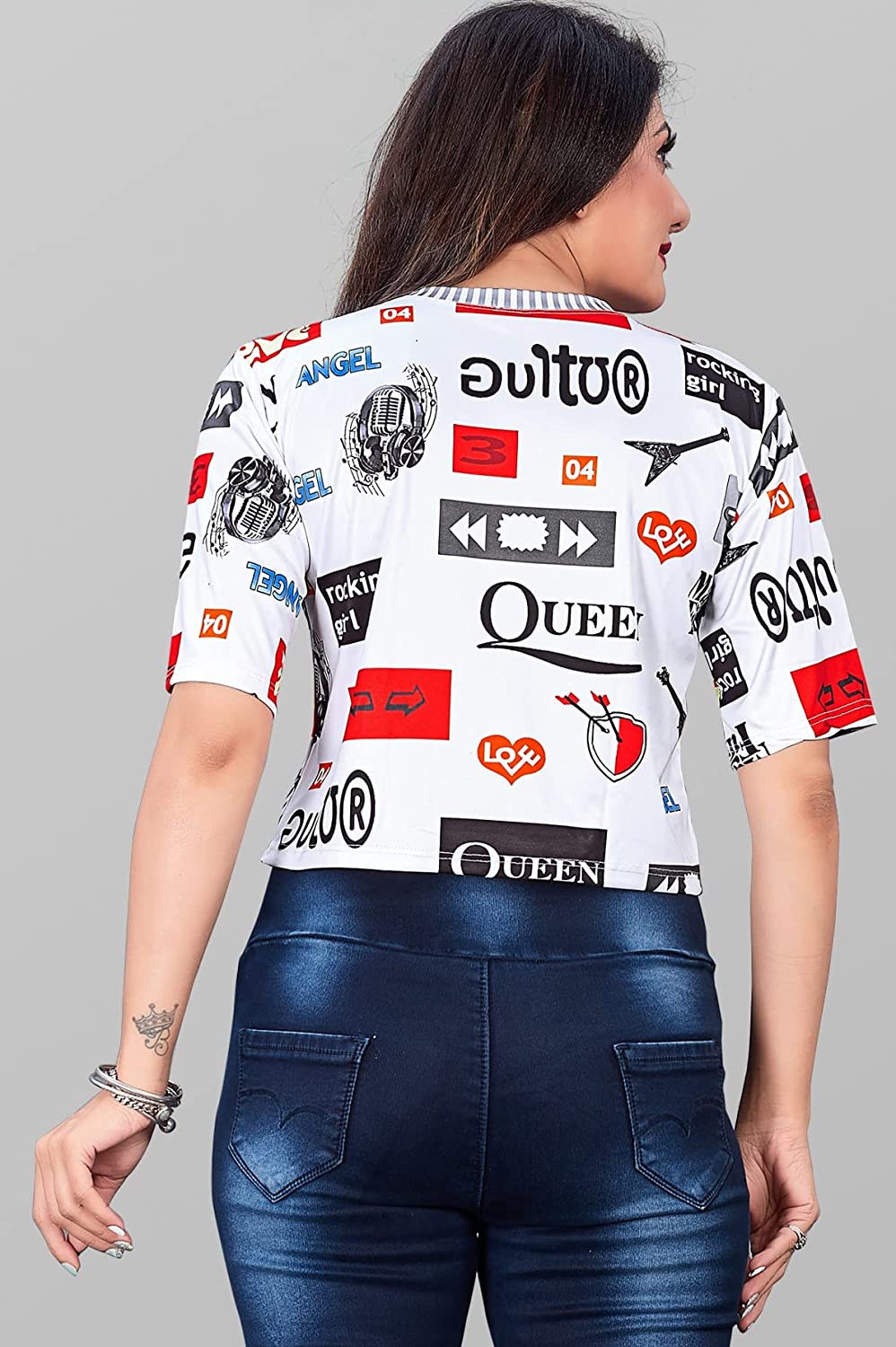 71DNVV4o0XL._UL1500_ RAGNESHA Digital Print Smart Looks Crop top t-Shirt